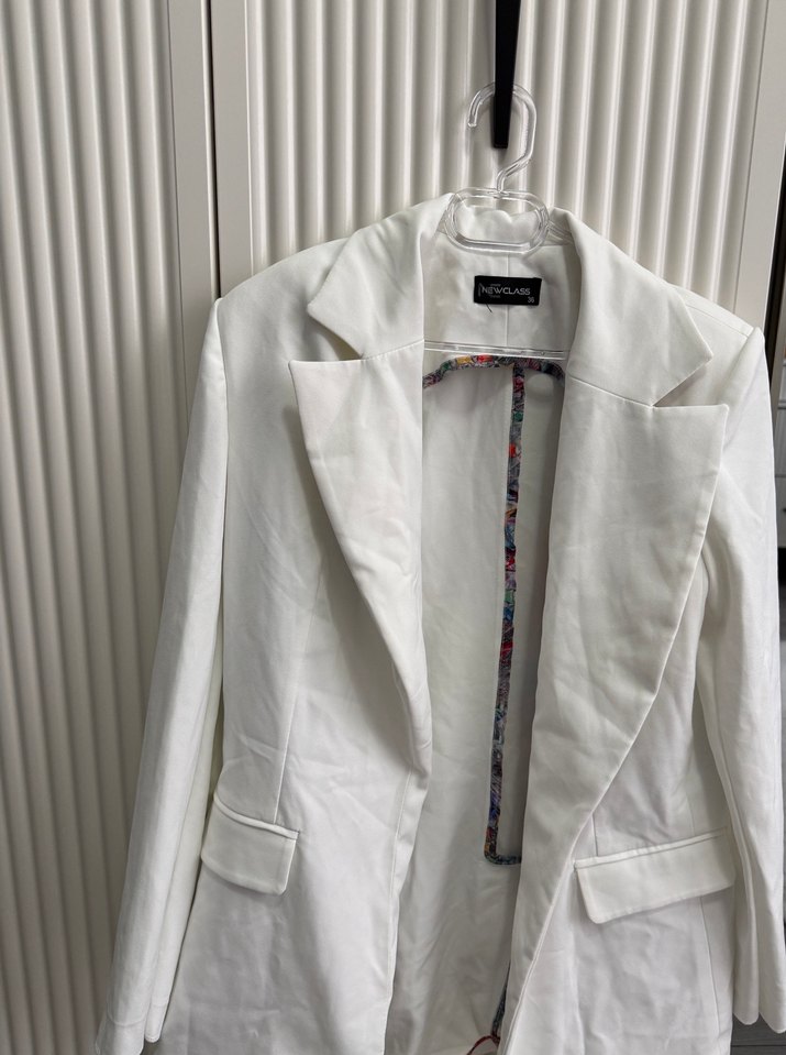 Kadın Beyaz Pamuklu Regular Fit Blazer - Görsel 2