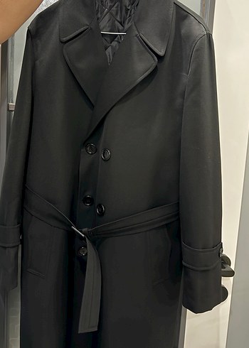 Erkek Siyah Uzun Düğmeli Klasik Kaban - Görsel 3