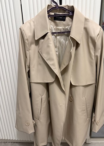 Bej Deri Midi Trençkot - Görsel 2