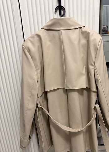 Bej Deri Midi Trençkot - Görsel 6