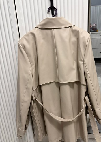 Bej Deri Midi Trençkot - Görsel 5