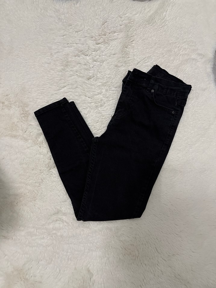 Siyah Düz Kadın Denim Pantolon - Görsel 3