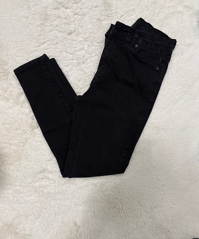 Siyah Düz Kadın Denim Pantolon - Görsel 2