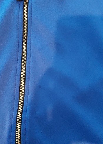 Koyu Mavi Kapüşonlu Fermuarlı Kadın Ceket - Görsel 2