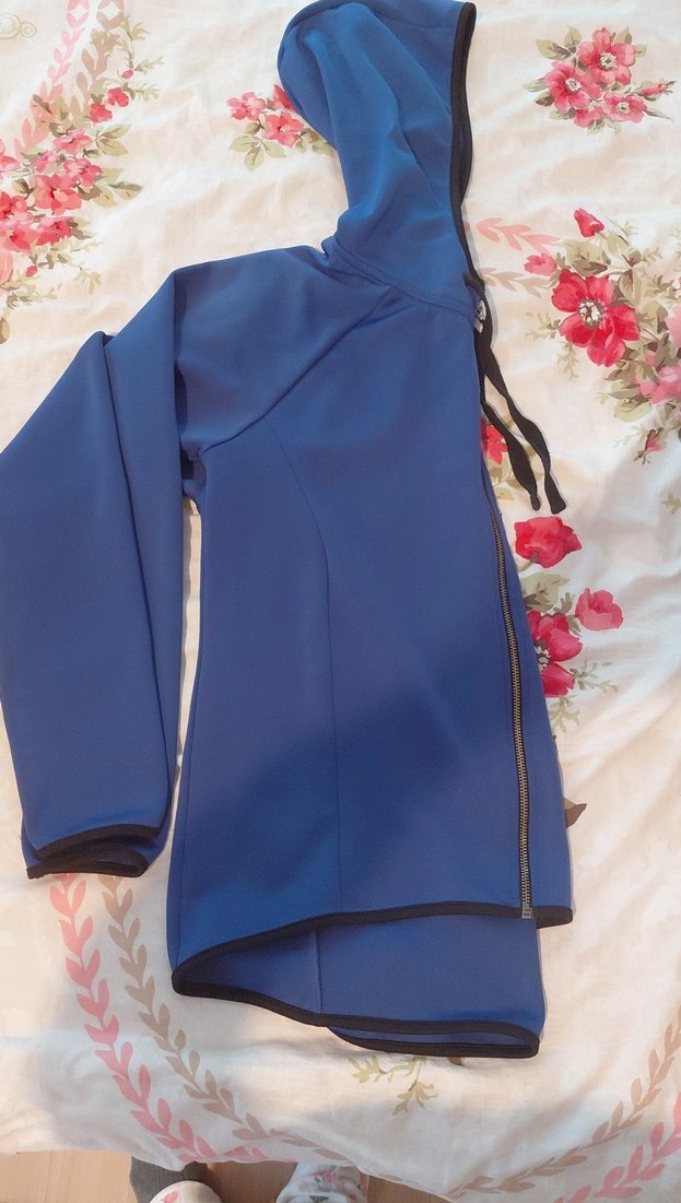 Koyu Mavi Kapüşonlu Fermuarlı Kadın Ceket - Görsel 4