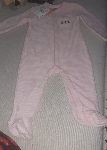 9 Ay Beden pembe Renk Düğmeli Pembe Bebek Kız Tulum