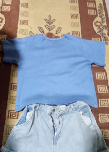 kiz cocuk  Mavi Belden Kemerli Bol Kesim Denim Pantolon - Görsel 3