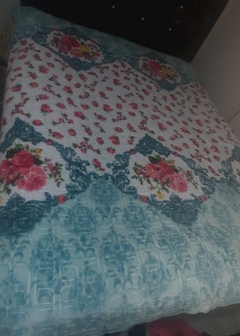 Pastel Mavi Çiçek Desenli battaniye - Görsel 3