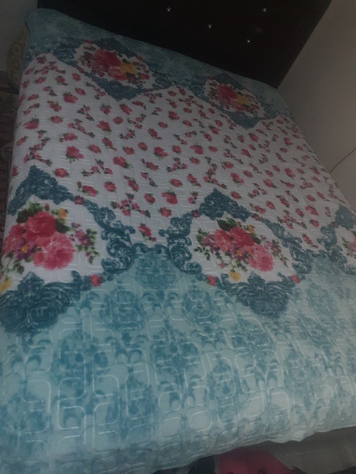 Pastel Mavi Çiçek Desenli battaniye - Görsel 3