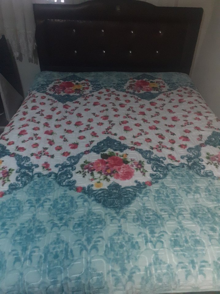 Pastel Mavi Çiçek Desenli battaniye - Görsel 2