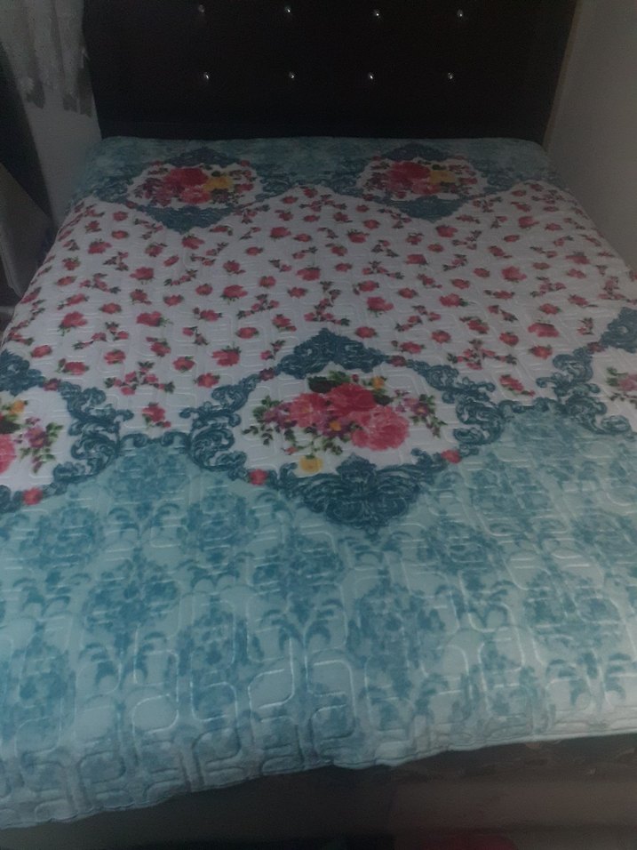 Pastel Mavi Çiçek Desenli battaniye - Görsel 4