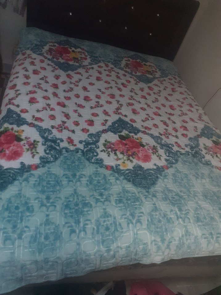 Pastel Mavi Çiçek Desenli battaniye - Görsel 5