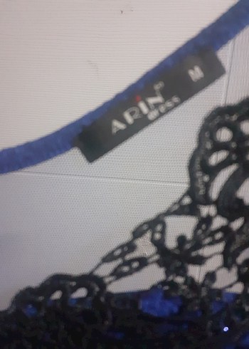 mavi  Dantel Detaylı Mini Abiye Elbise - Görsel 5