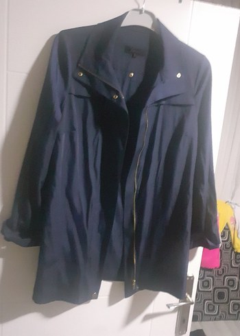 lacivert 
Midi Kadın Ceket Fermuarlı - Görsel 3