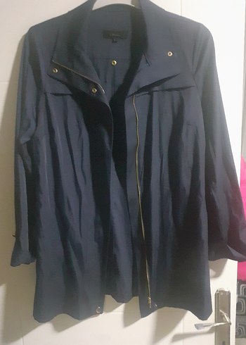 lacivert 
Midi Kadın Ceket Fermuarlı - Görsel 2