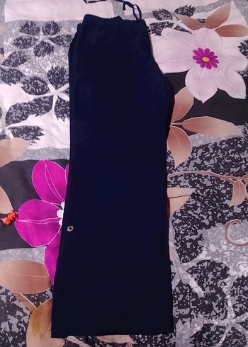 Düğmeli lacivert  Kadın Kumaş Pantolon - Görsel 3