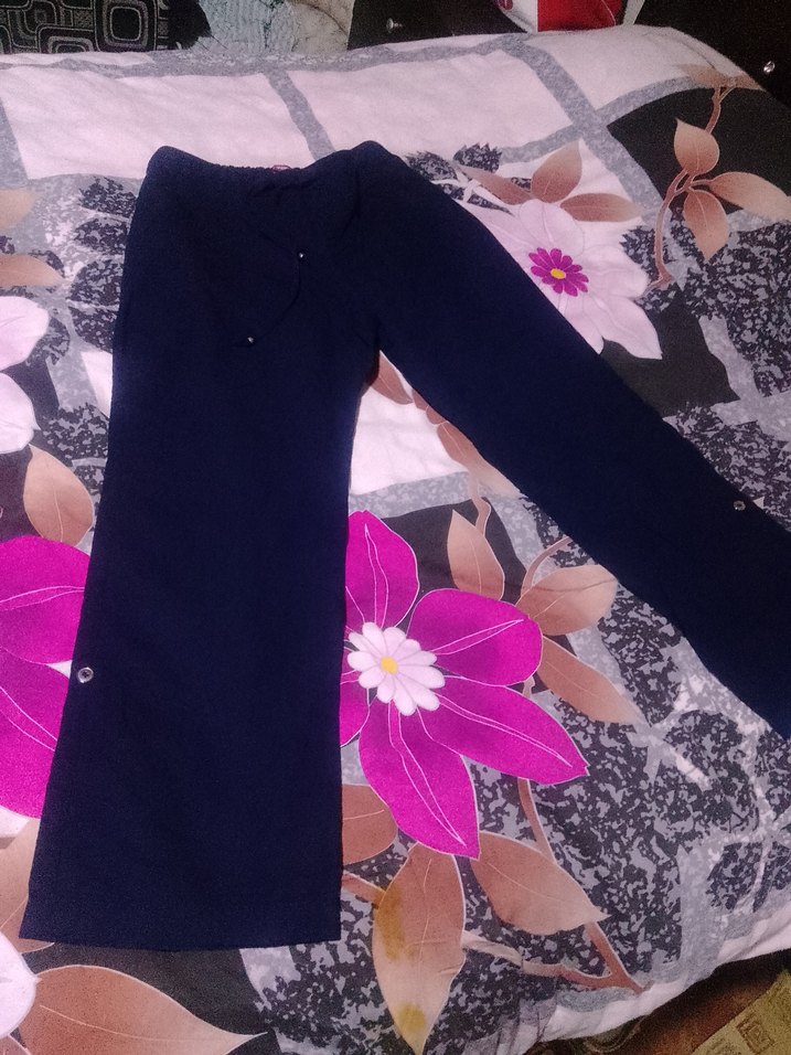 Düğmeli lacivert  Kadın Kumaş Pantolon - Görsel 2