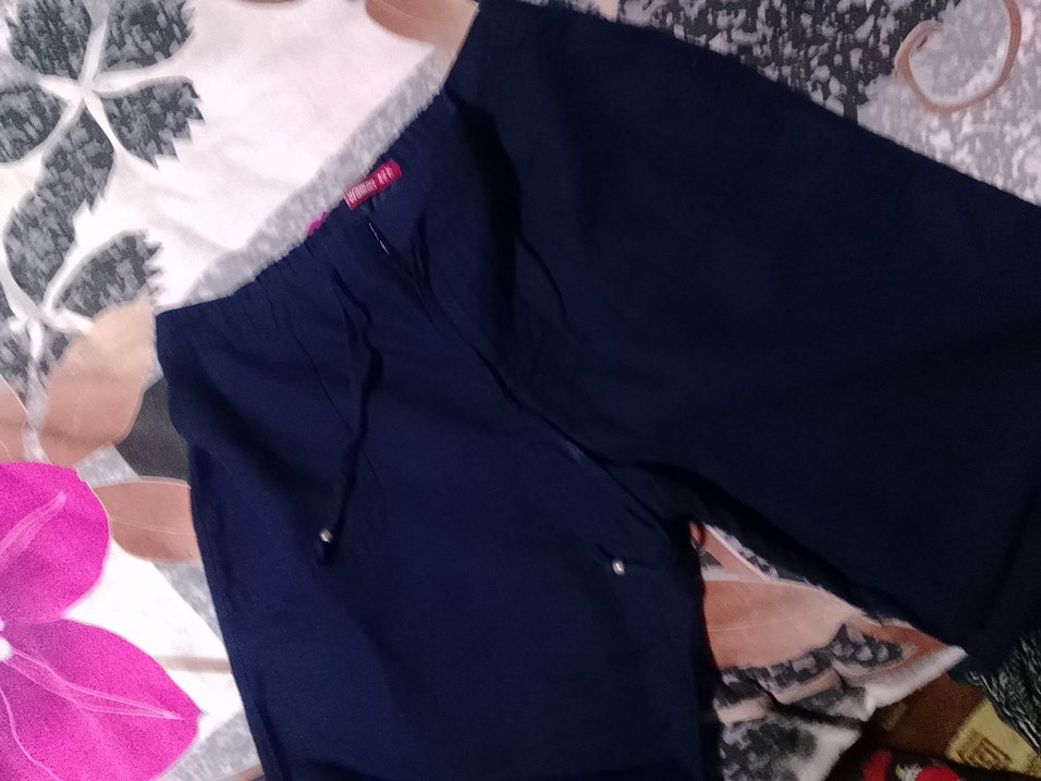 Düğmeli lacivert  Kadın Kumaş Pantolon - Görsel 5