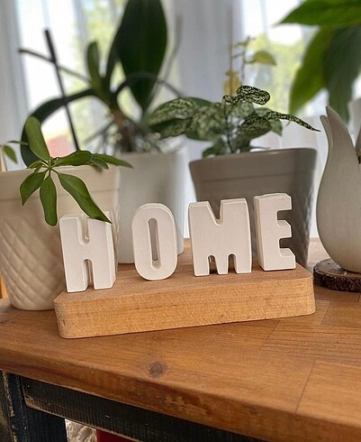 Home yazı dekoratif ahşap standlı