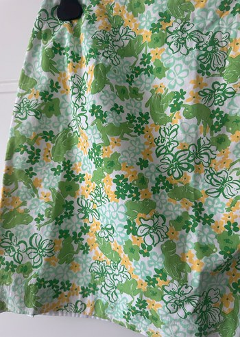 Lilly Pulitzer Yeşil Çiçek Desenli Pamuklu Mini Dar Etek