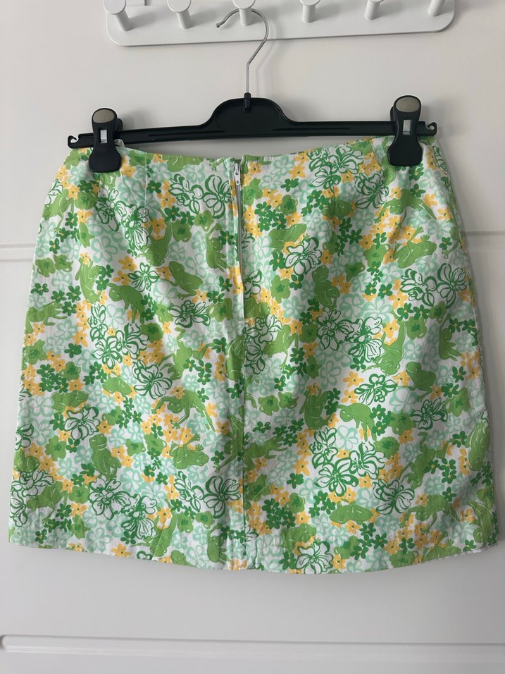 Yeşil Çiçek Desenli Pamuklu Mini Dar Etek - Görsel 4