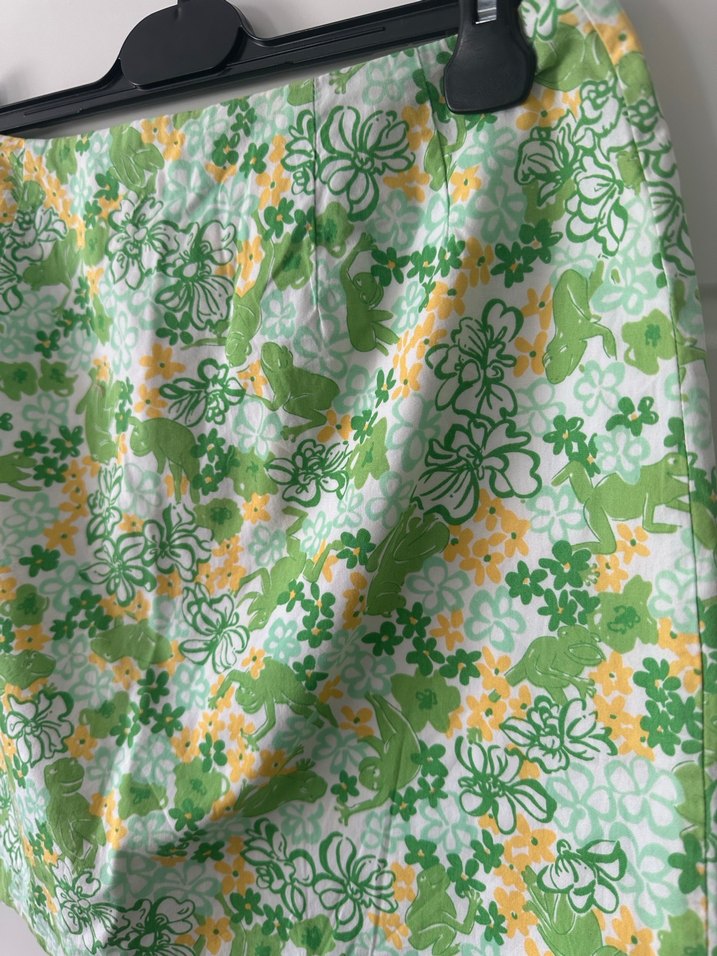 Yeşil Çiçek Desenli Pamuklu Mini Dar Etek - Görsel 3