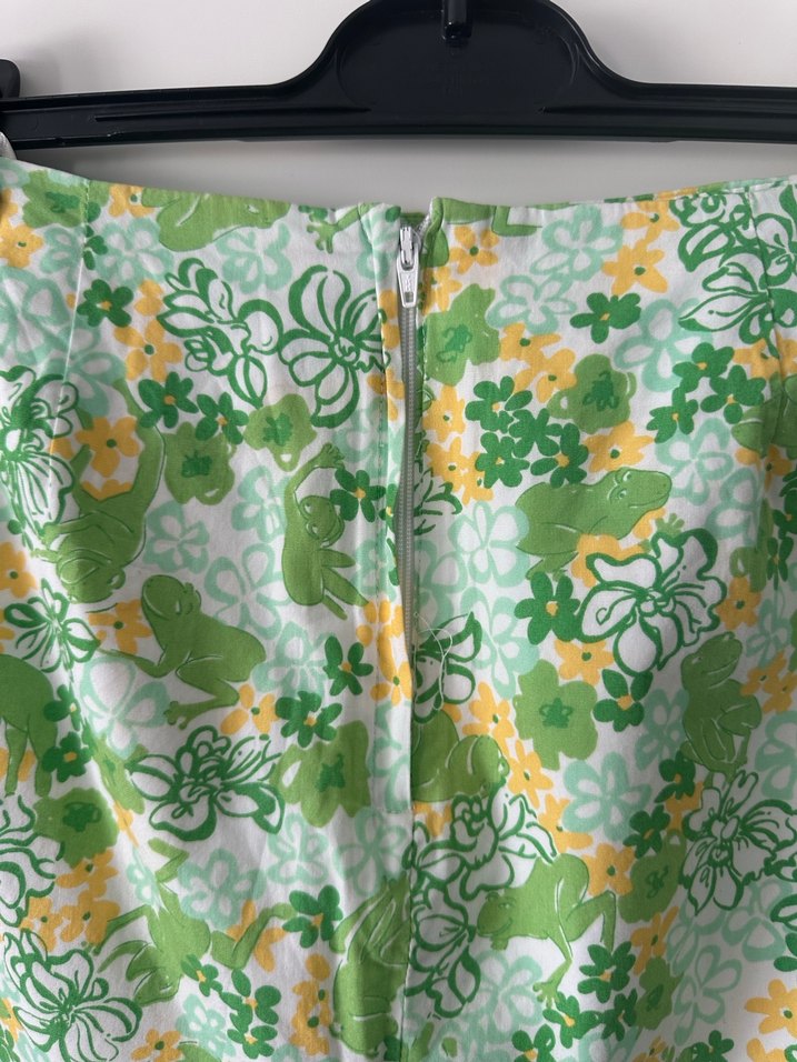 Yeşil Çiçek Desenli Pamuklu Mini Dar Etek - Görsel 5