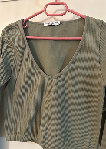 Stradivarius Haki Fitilli Bluz - Görsel 2