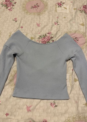 Bershka Bebe Mavisi Kruvaze Yaka Bluz - Görsel 3