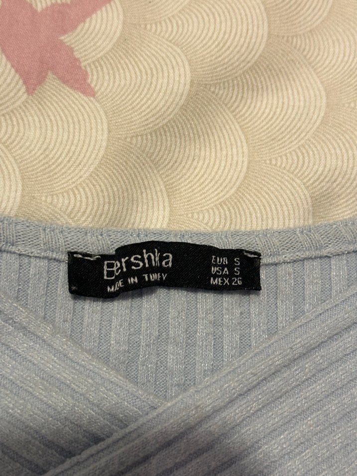 Bershka Bebe Mavisi Kruvaze Yaka Bluz - Görsel 4