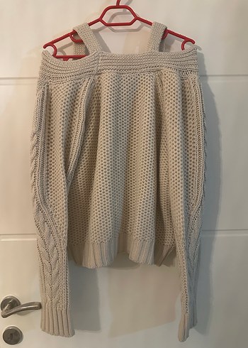 Bej Örgü Askı Detaylı Kazak - Görsel 4