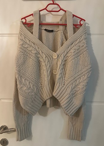 Bej Örgü Askı Detaylı Kazak - Görsel 3