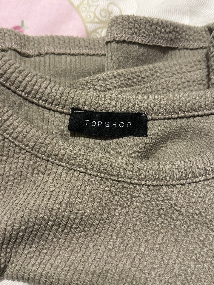 Topshop Bej Uzun Kollu Bluz Crop - Görsel 4