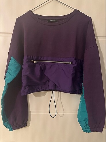 Mor Fermuar Detaylı Sweatshirt