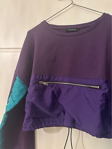s Beden Mor Fermuar Detaylı Sweatshirt