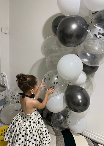 24-36 Ay Beden beyaz Renk Puantiye Desenli Beyaz Pop Culture Elbise