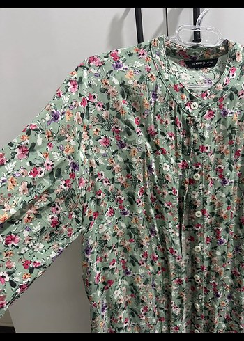 LC Waikiki Çiçek Desenli Mini Uzun Kollu Tunik