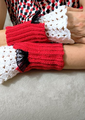 Dantel Detaylı Örgü Kadın Eldiveni - Görsel 2