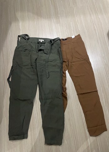 2 adet Kemerli Rahat Kesim Kadın Kumaş Pantolon