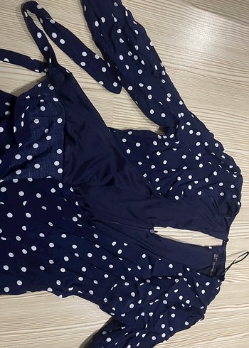 Uzun Kollu Puantiyeli Mini Tulum - Görsel 2