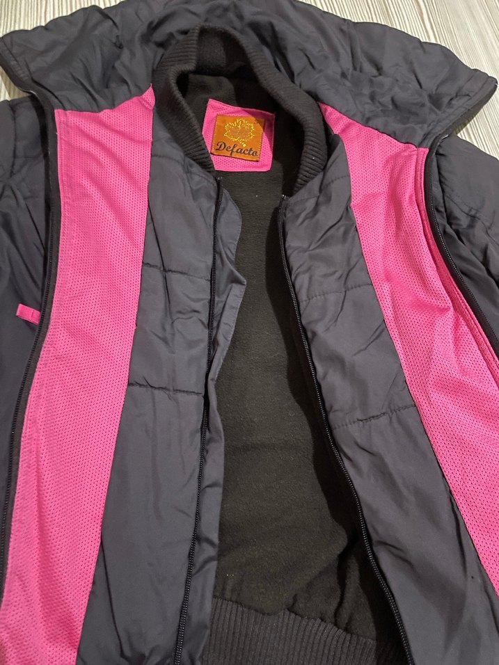 Koyu Antrasit Pembe Kadın Kışlık Mont - Görsel 2