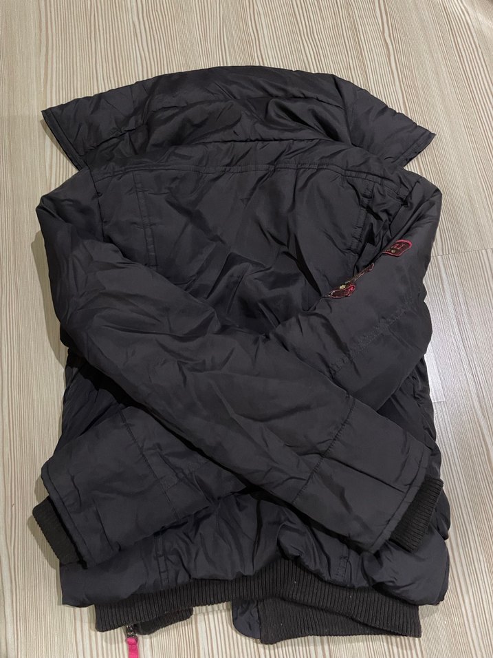 Koyu Antrasit Pembe Kadın Kışlık Mont - Görsel 3