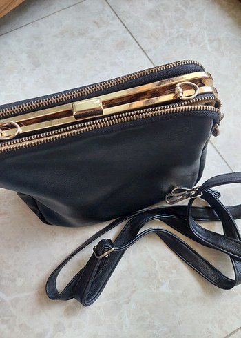 nas bag Siyah Deri Kadın Portföy Çanta - Görsel 3