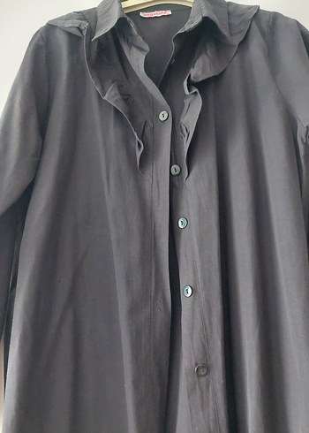 Düğmeli Siyah Kadın Gömlek - Görsel 4