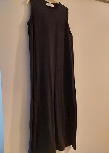 Siyah Salaş Uzun Kadın Elbise, içlik - Görsel 2