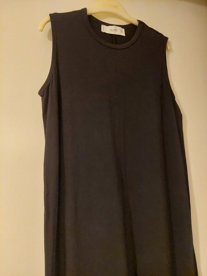 Siyah Salaş Uzun Kadın Elbise, içlik - Görsel 3