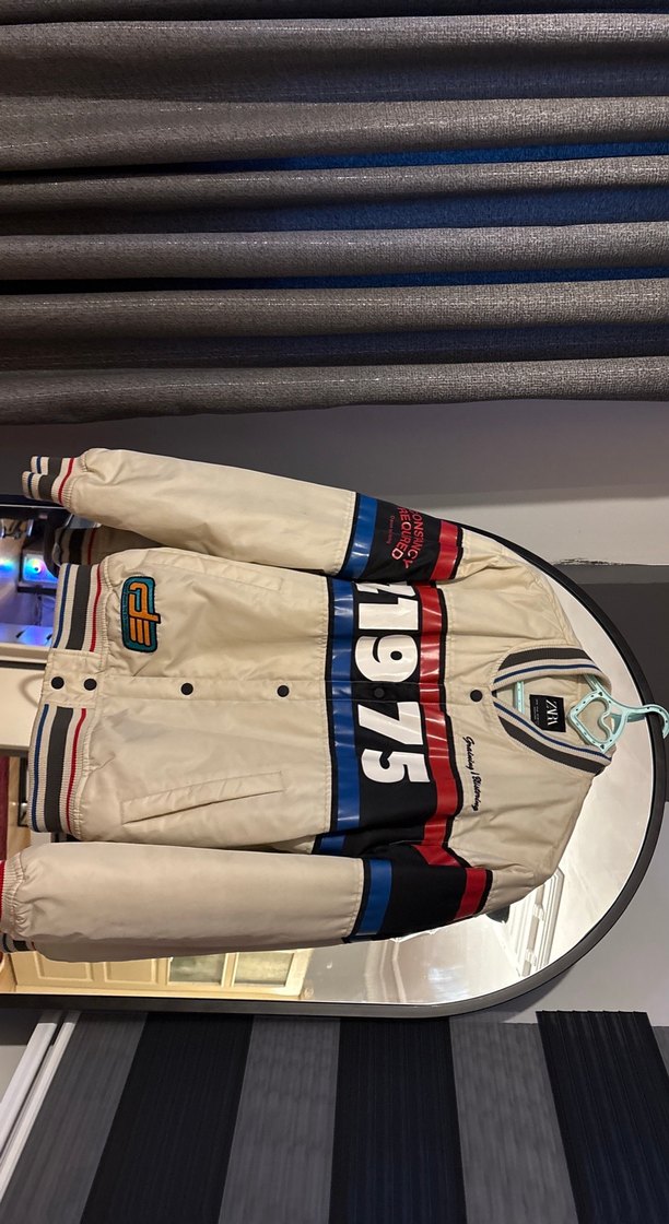 Beyaz Baskılı Rahat Kesim Erkek Ceket - Görsel 3