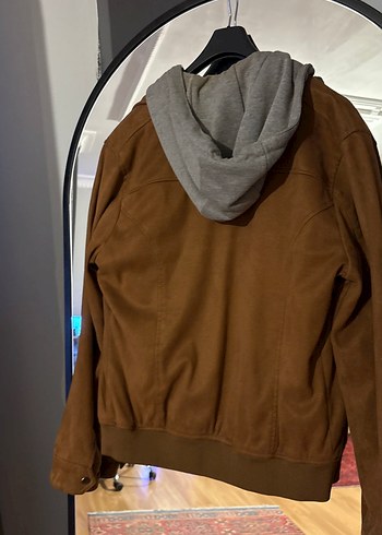 Kahverengi Süet Erkek Ceket, Midi Boy, Fermuarlı - Görsel 2