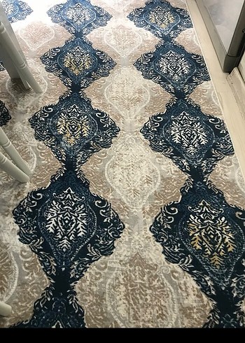 Modern Klasik Desenli Mavi Gri Halı - Görsel 2