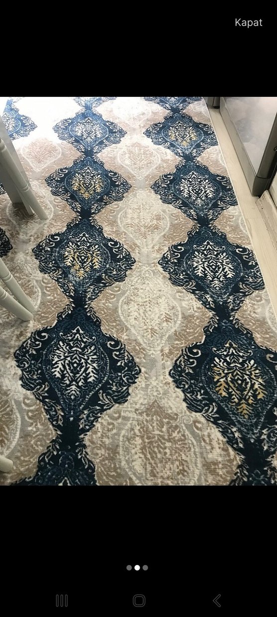 Modern Klasik Desenli Mavi Gri Halı - Görsel 2